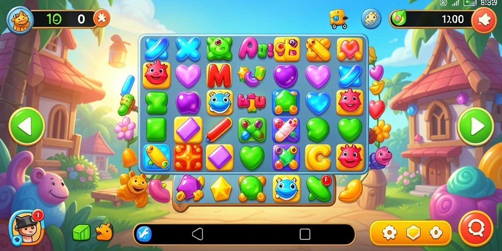 Screenshot menampilkan gameplay seru dalam AYU89, permainan Match-3 yang menantang.