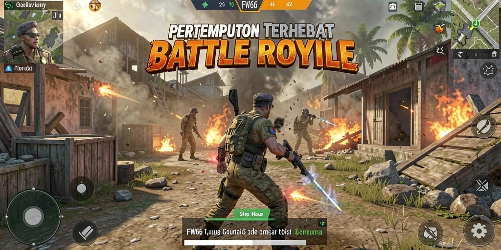 Tampilan gameplay seru dan mendebarkan dalam FW66 Battle Royale.