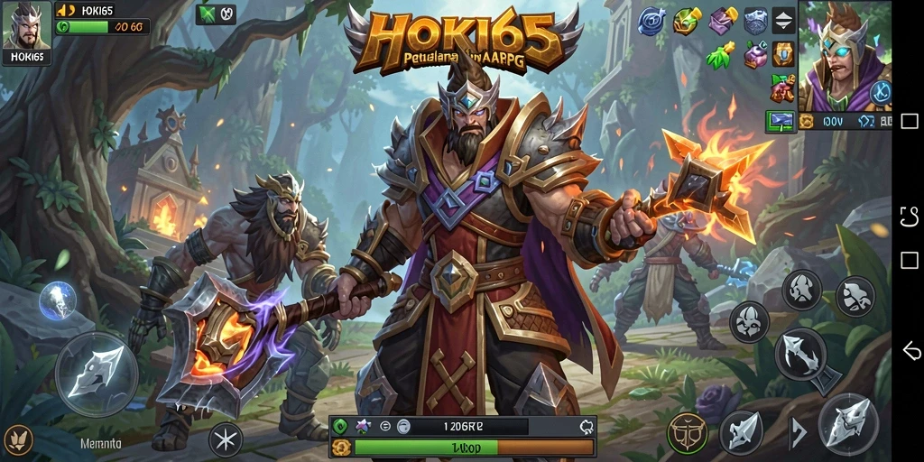Tampilan dinamis gameplay ARPG HOKI65 dengan pertempuran yang intens.