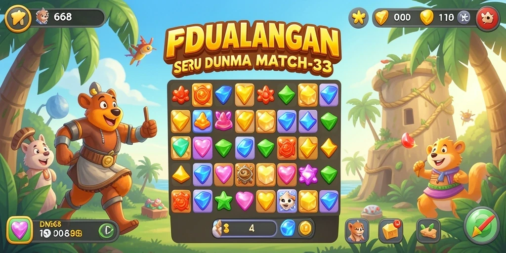 Gameplay seru IDN668 dalam momen mencocokkan elemen Match-3.