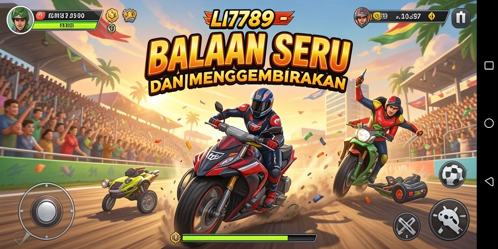 Tampilan gameplay LI789 yang mendebarkan dalam balapan seru.