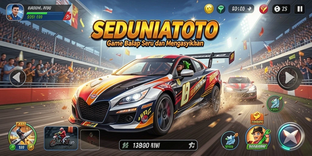 Gameplay balapan yang mendebarkan di SEDUNIATOTO.